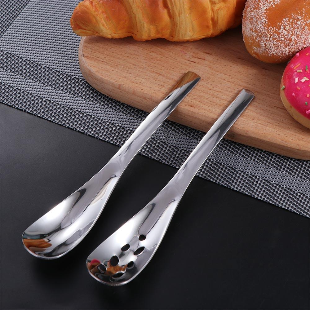 Stainless Steel Soup Spoon Silver Slotted Spoon Household Dessert Spoon Restaurant