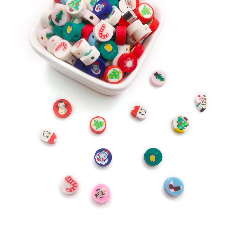 Diy Soft Pottery Bead Separation Mixed Color Fruit Cartoon English Letters Perforated Loose Beads, Sliced Bracelet Material