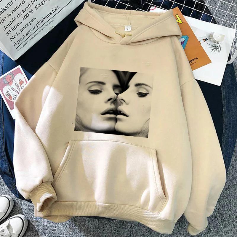 Lana Del Rey Ästhetik Grunge Lustig Y2K Hoodie Damen Harajuku Streetwear Sweatshirt Pullover Winter Warm Lässig Kapuzenpullover Weiblich