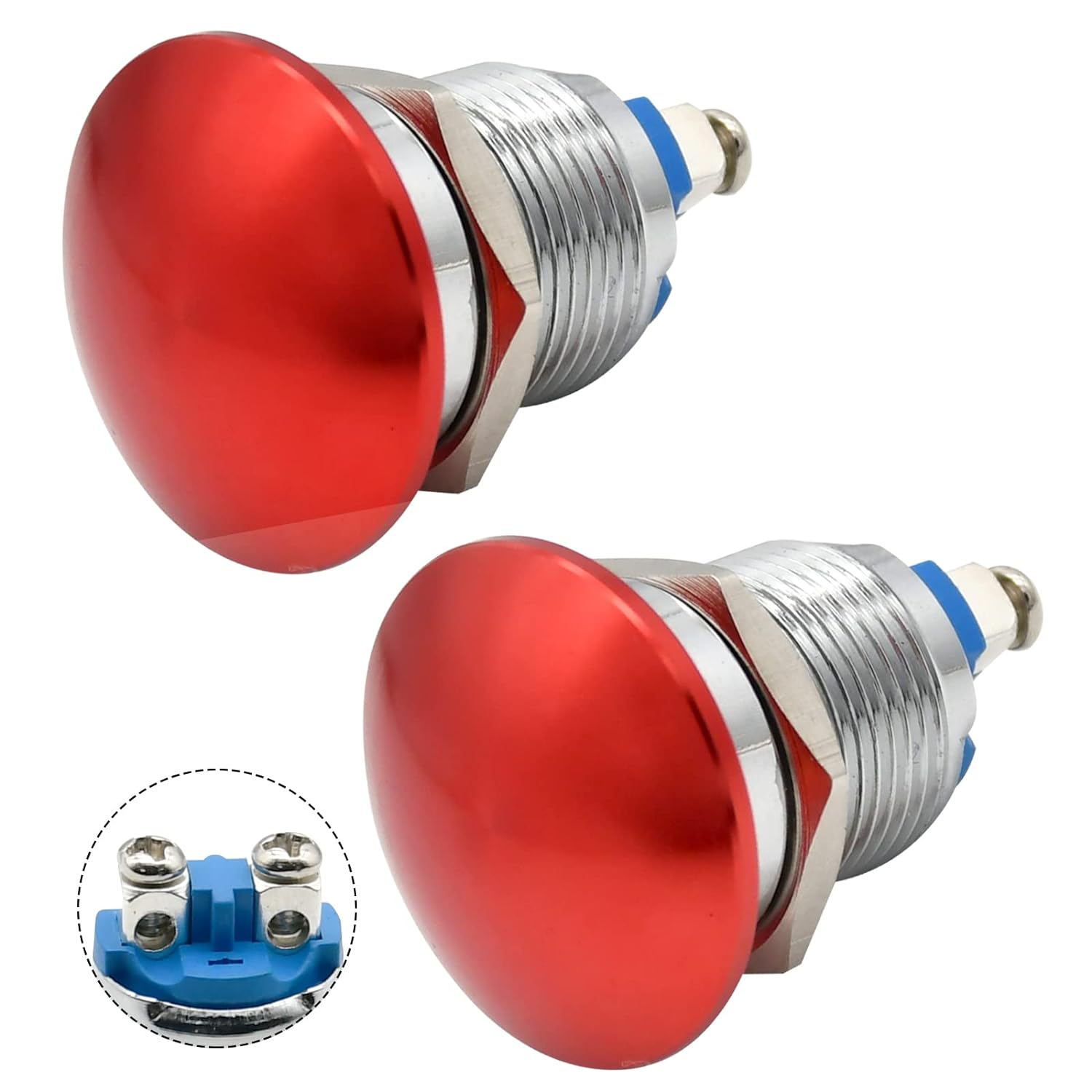 

2 шт. 16 мм грибовидная кнопка мгновенного действия IP65 водонепроницаемая 12 В 24 В 36 В постоянного тока 110 В 250 В переменного тока 5A SPST красный