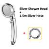 3 Modes Pressurized Shower Head Sliver High Pressure Rainfall  Bathroom Handheld Showerhead Set with Hose and Holder Accessories