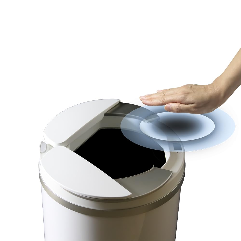 Nakahiro Automatic Trash 45L Dust Automatic Trash Side Maximum 49L Can, Stylish, (45 Liters), Box, Open/Close Can, Opening, Sensor, (White)