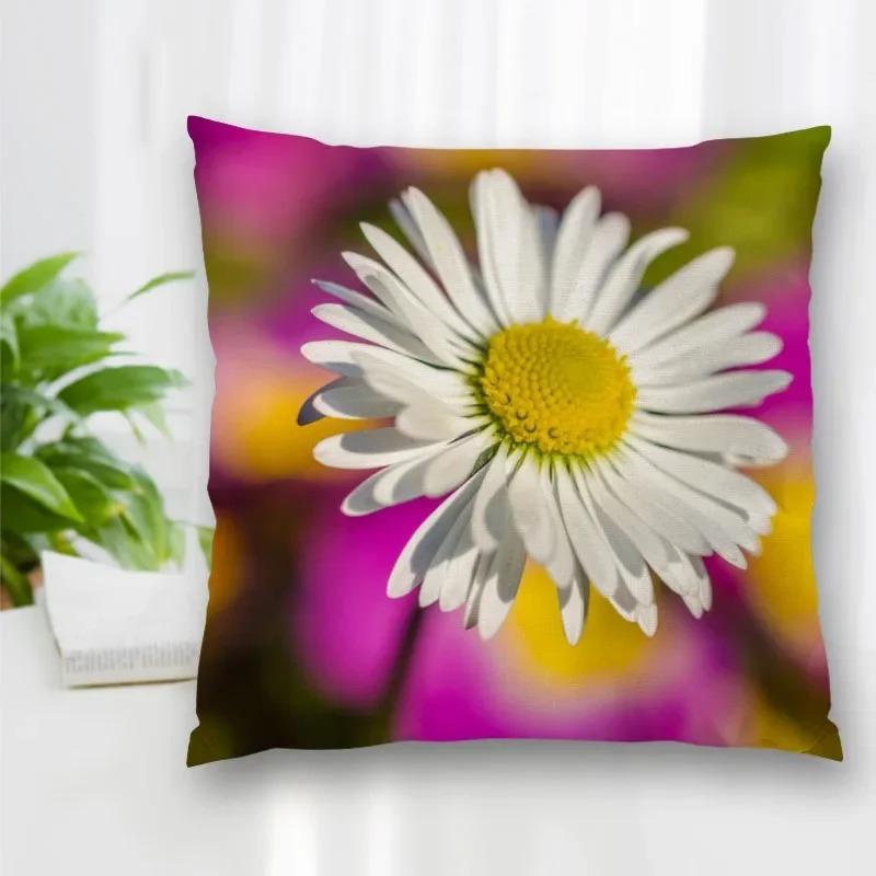 Hot Sale Best Gift Floral Daisy Square Decorative Pillowcase