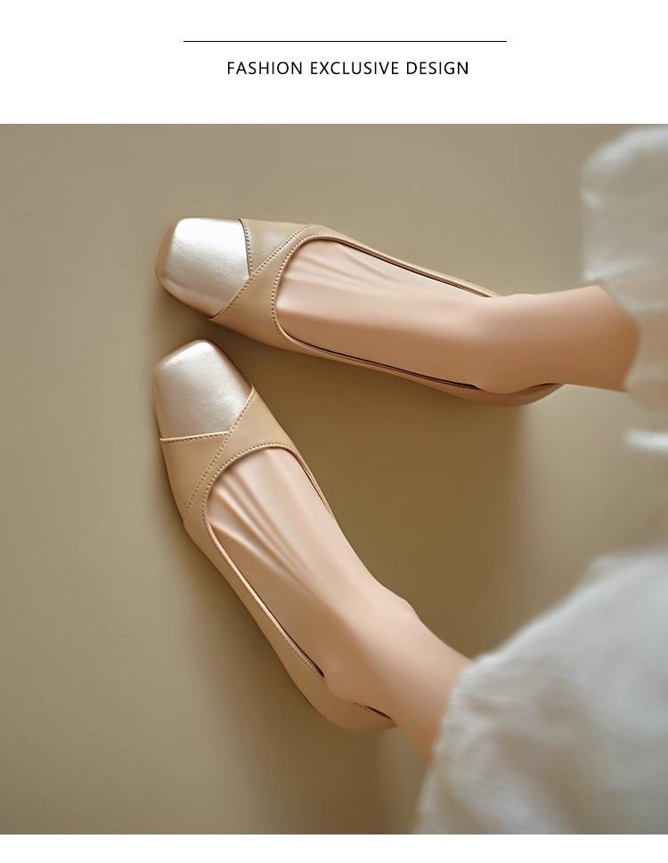 

Версия из овчины~ Французский квадратный носок, светлый вырез, толстый каблук, одинарная обувь женская, новая 2025, ретро-темперамент, низкий каблук, для работы 40 хаки