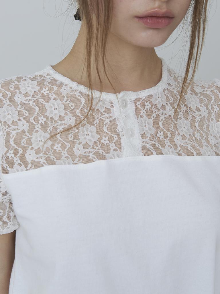 ADOREBELLE Lace Tiered T-Shirt - White