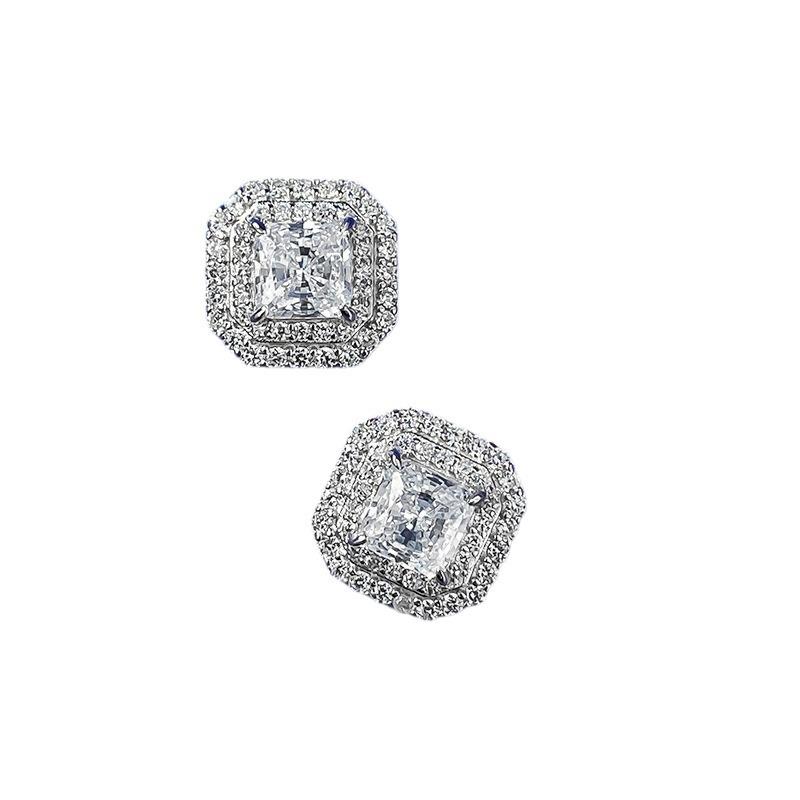Hui Zhiyi 2023 Bartia Style 925 Silver Simulated One Carat Diamond Pave Earrings