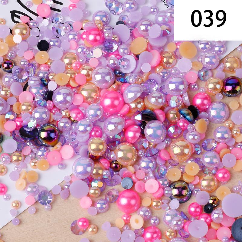 Yantuo 1000g Mixed Packaging Flat Back Pearls Resin Rhinestone Jelly Rhinestones Bulk Abs Loose Pearl for DIY Decoration