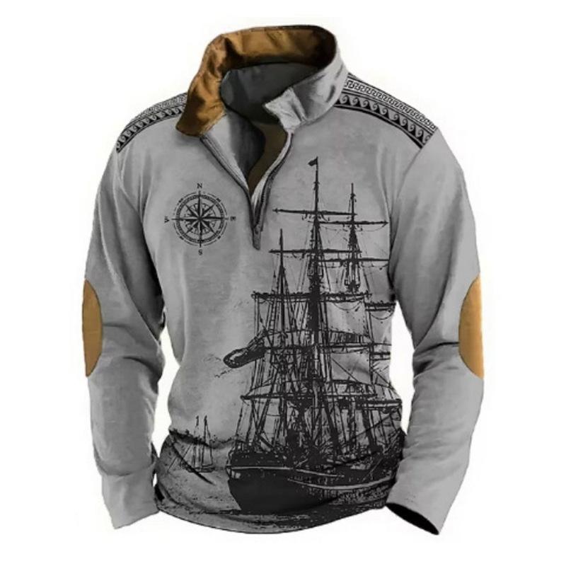 

Мужская футболка-поло с длинным рукавом для трансграничной электронной коммерции 2025 года с дизайном на молнии и идеально подходящая для улицы 3XL