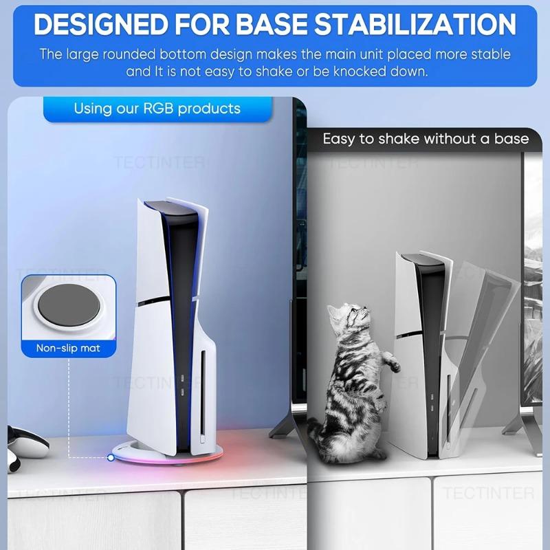 RGB Vertical Cooling Stand for PlayStation PS5 Slim Disc/Digital Edition Console Anti-Slip Base Bracket Holder Game Accessories