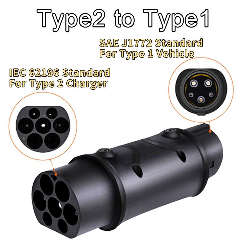 EV Adapter Type 1 to Type 2 EV Charger AC DC Convertor Type 2 to Type 1 Adapter For Type 2 to GBT EV Charging Accessories