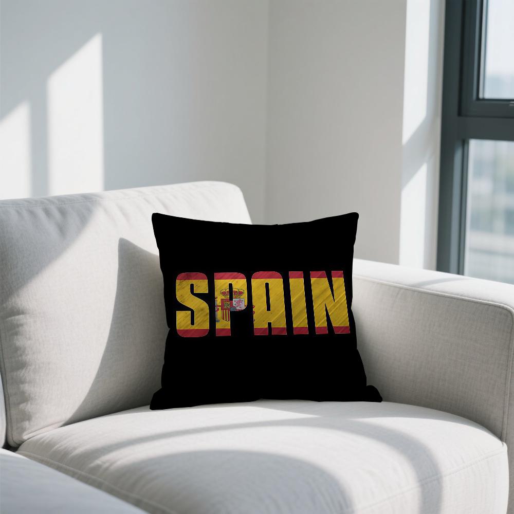 S-Spain Flag Cool cushion cover Double Sided Printed Polyester Pillowcase Pattern Decorative Zipper Cushion Cover