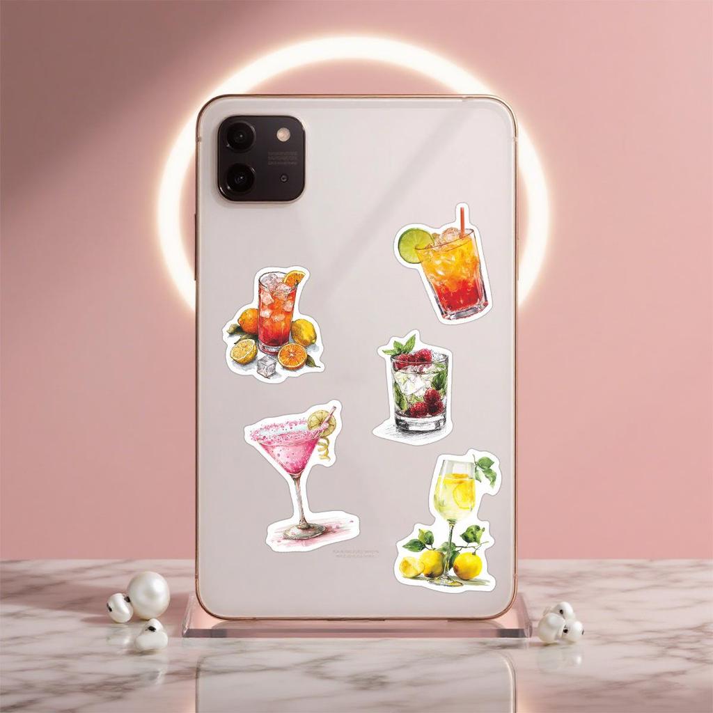 50PCS Waterproof Cartoon Beverage Stickers for Creative Decoration