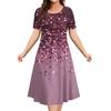 Fashionable and elegant women's dress short sleeved O-neck casual vacation party dress 3D printed A-line dress