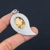 Oval Picture Jasper Gemstone Bezel Daughter Wedding Pendant Jewelry 925 Silver