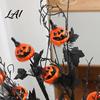 Spooky Halloween Home Decor Artificial Pumpkin Stems Black Branch with Maple Leaves Fake Vase Centerpiece Gothic Floral Arrangement for Vase Indoor