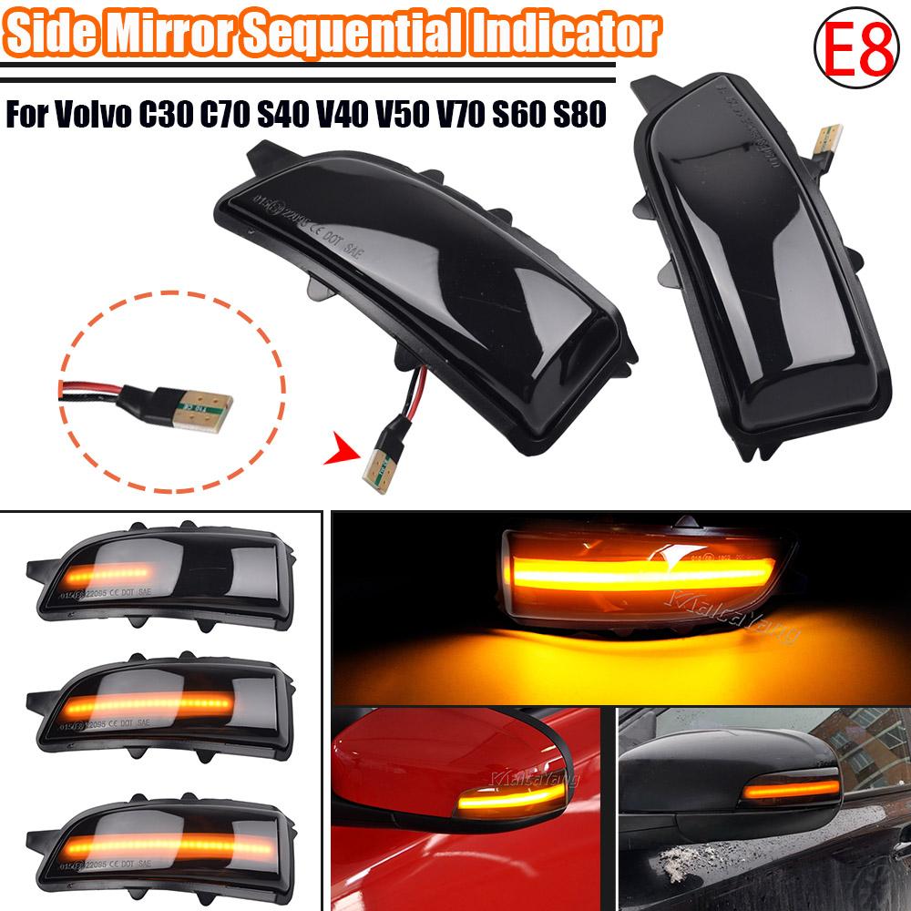 1Pair Dynamic Blinker Side Mirror Sequential Indicator LED Turn Signal Light for Volvo C30 C70 S40 S60 V40 V70 V50 2007-2012