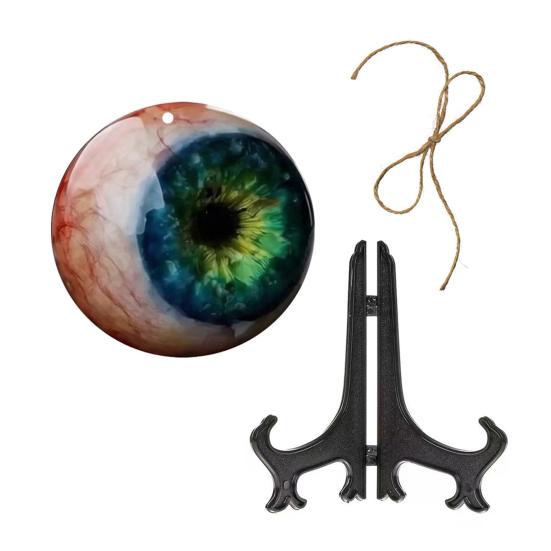 Realistische gotische Augapfel-Dekoration, 2D-Tischdekoration mit Ständer, Horror-Geschenk für Liebhaber düsterer Fantasy-Kunst, Halloween-Dekoration