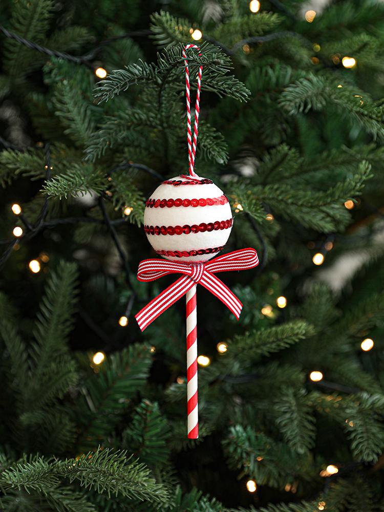 Ornement d'arbre canne à sucre rouge de Noël