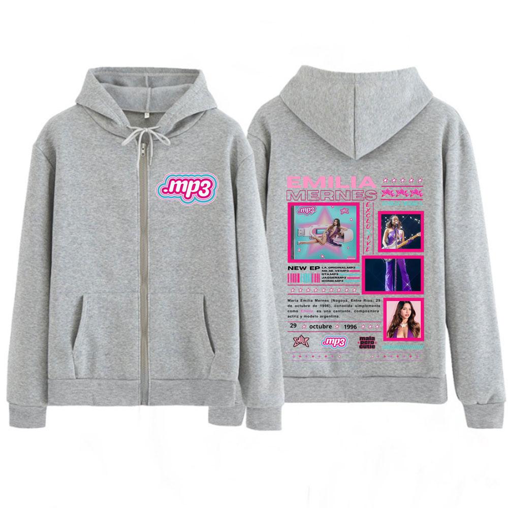 Singer Emilia Mernes MP3 Fashion Graphic Zip Up Hoodie Men Women Fashion Vintage Coats Casual Aesthetic Trendy Zipper Tracksuit