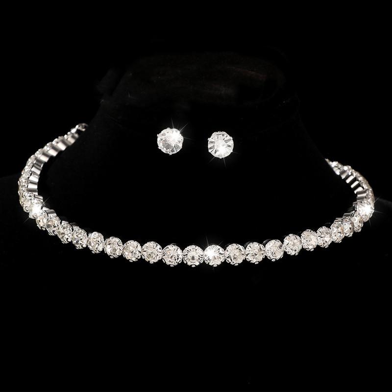 Bridal Accessories Three-piece Set Wedding Fashion Full Diamond Zircon Water Drop Necklace Earrings Wedding Accessories