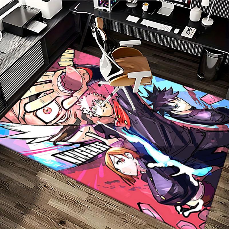 1pc Anime Cartoon Design Jujutsu Kaisen Chair Mat - Non-Slip Carpet for Office, Home Decor, Living Room, Bedroom, Game Room - Perfect Gift for Anime L