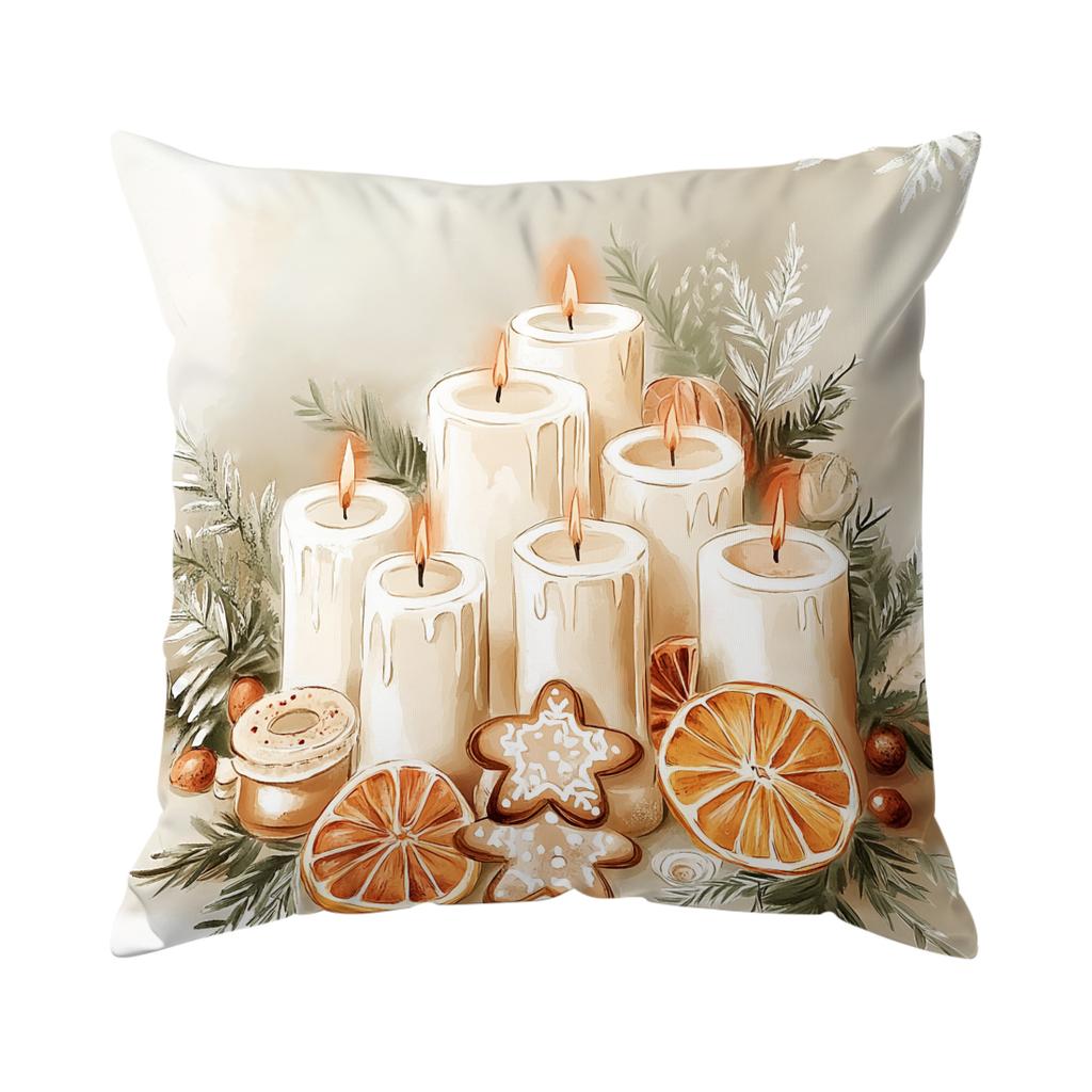 Christmas Bells Candles Cushions Pillowcase Polyester Cushion Cover Throw Pillow Sofa Decoration Pillowcover Home Decor