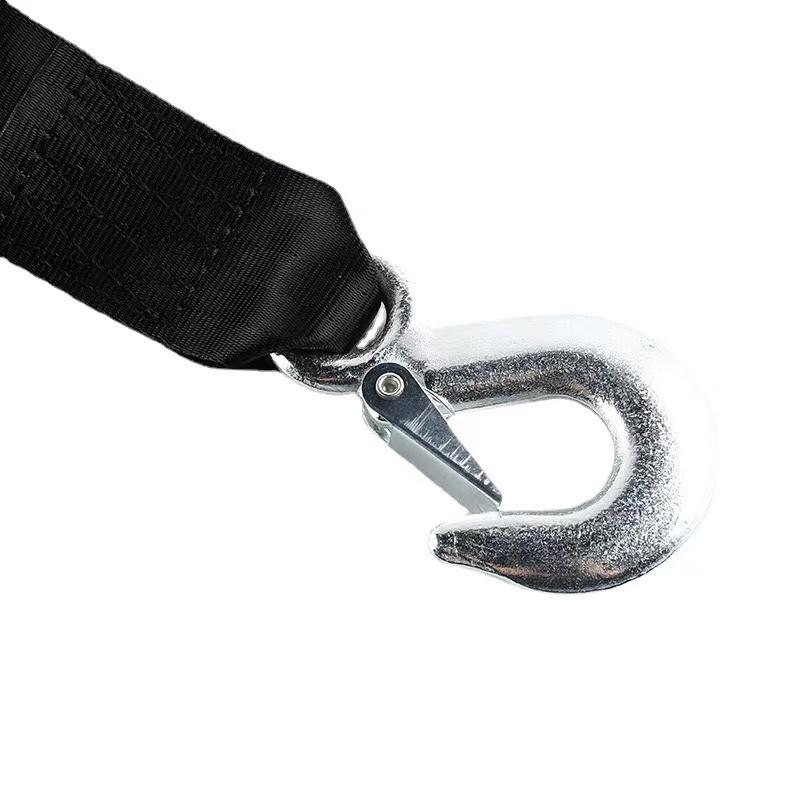 6M Black Polyester Heavy Duty Winch Strap for Boats Car Vehicles Emergency Towing Rope with Safety Snap Hook Replacement Parts