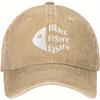Fish Letter Printed Washed Baseball Caps for Men and Women, Outdoor Fishing, Sun Protection,  Duckbill Caps