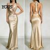 Party Dress Casual Women Sexy Backless Maxi Dress, Deep V Neck Sleeveless Versatile Halter Satin Long Formal Evening Mermaid Gown