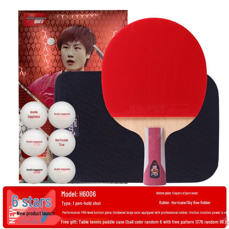 Double Happiness Professional Table Tennis Racket - 1-9 Star, Horizontal/Vertical Grip