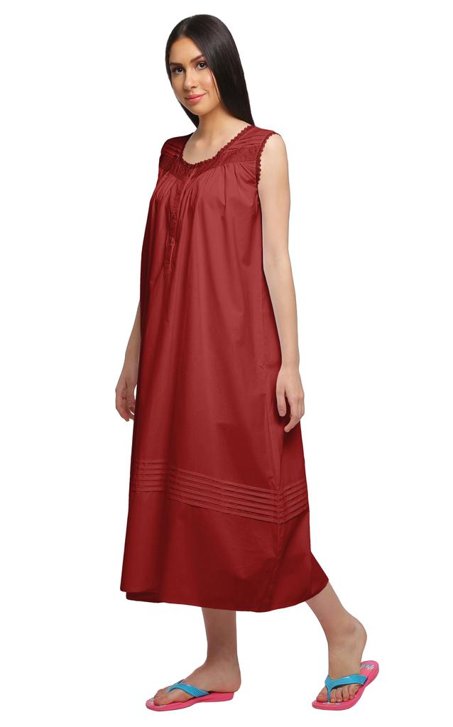 Moomaya Women's Short Sleeve Nightdress For Ladies Solid Cotton Nightwear