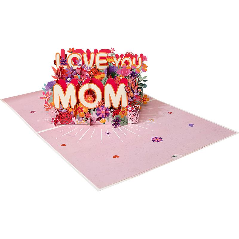 Paper Love 3D Love You Mom Pop Up Mother's Day Card, For Mom, Wife, All Occasion - 5' X 7' Cover - Includes Envelope and Note Ta