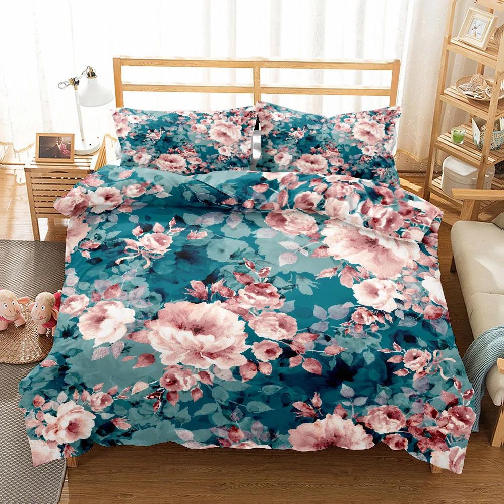 3D Printed Washed Cotton Painting Birds Floral Bedding Set Small Single Twin Double Queen King Cal King Size Bed Linen Set