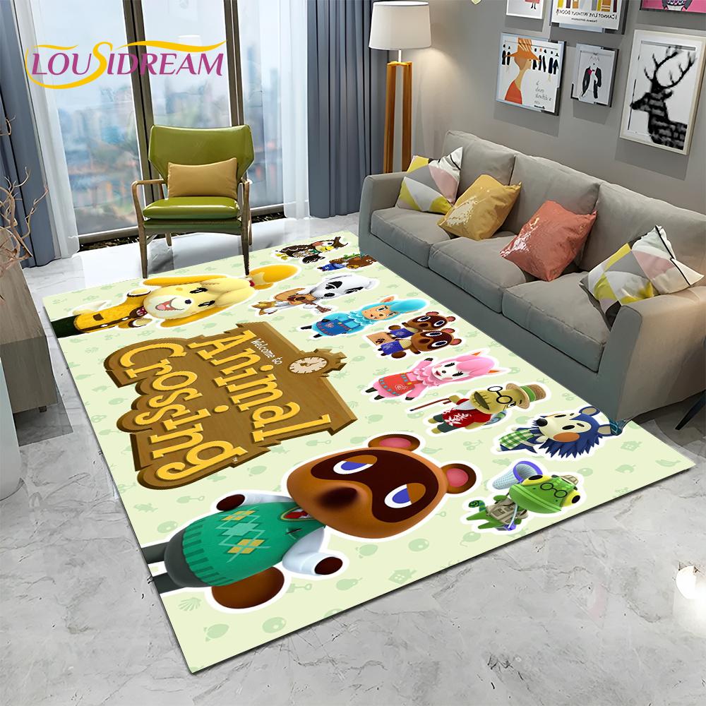 Cartoon Animal Crossing New Horizons Area Rug,Carpet Rug for Living Room Bedroom Sofa Doormat Decor,Kids Play Non-slip Floor Mat