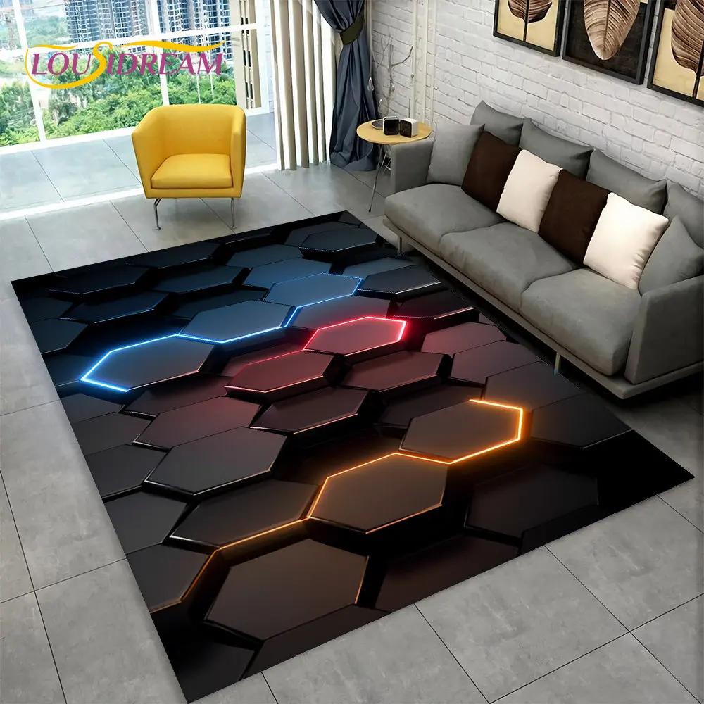 3D Abstract Modern Geometric Illusion Area Rug,Carpet Rug for Living Room Bedroom Sofa Doormat Decor,Kid Game Non-slip Floor Mat