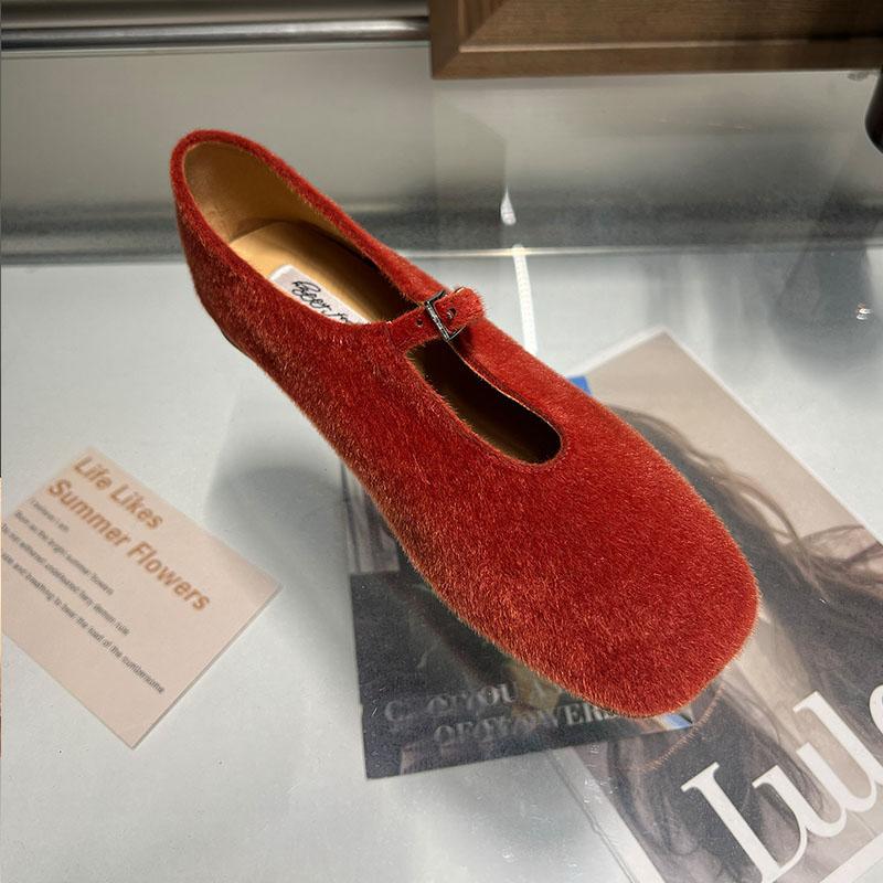 Fashion Flock Fashion Buckle Strap Women Mary Janes Flats Shoes Shallow Female Square Toe Footwear Slip On Ladies Flats Shoes Lady