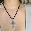 Gothic Black Rose Sword Necklace - Punk Vintage Cross Pendant Necklace - Factory Direct Wholesale Jewelry