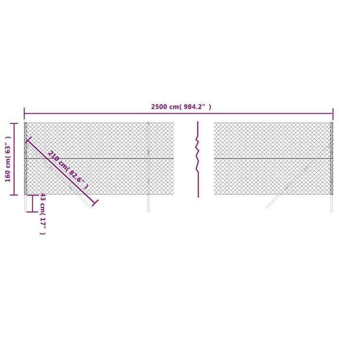 VidaXL Clôture en Mailles de Chaîne, Panneau de Clôture Décoratif, Clôture à Mailles, Barrière de Protection Jardin Patio 153916