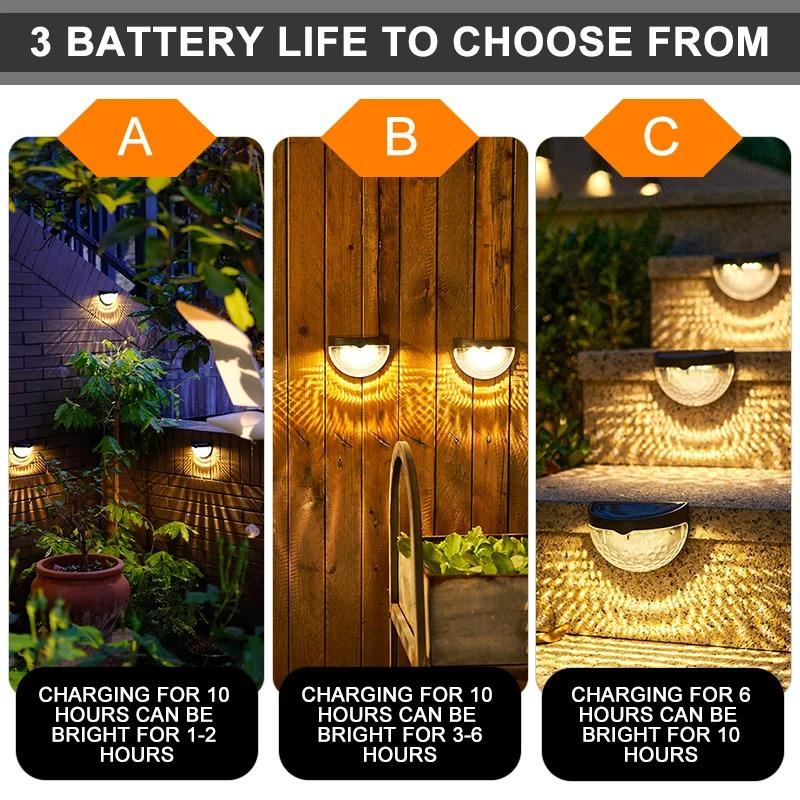 Solar Hedge Light 6LED Half Round Ladder IP65 Waterproof Courtyard Garden Balcony Wall Lamp Induction Decoration Lighting Bright