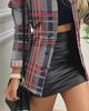 Autumn and Winter Women's New Fashion High Street Long Sleeve Zipper Color Block Print Polo Collar Versatile Coat