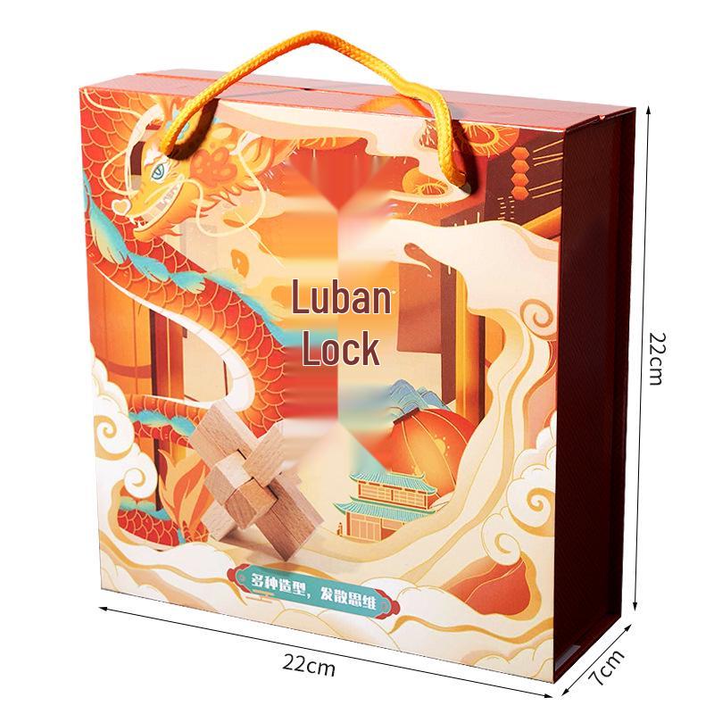 Pädagogisches Holz-Zapfenloch-Puzzle-Set für Kinder - Luban Kongming Schloss für Alter 8-12