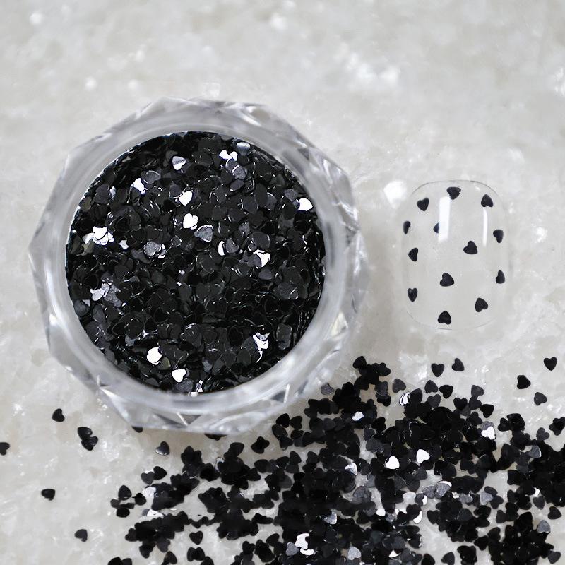 1Jar 1Mm Mini Sparkling Love Nail Glitter Sparkling Heart Nail Decoration Nail Salon Design Cute Accessories Diy Nail Art Design