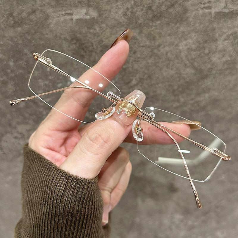 Ultra-Light Rimless Square Glasses for Women: Anti-Blue Light, High-Intelligence, Prescription-Ready
