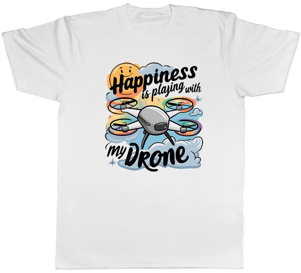 

Happiness is Playing with my Drone Mens T-Shirt Funny Tee Gift M