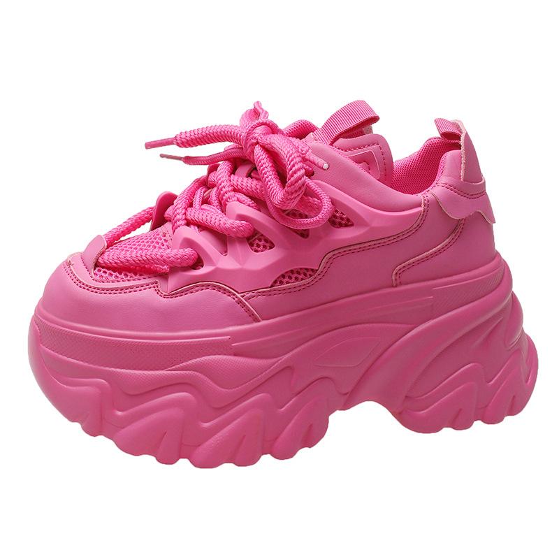 Fashion Women Platform Casual Mesh Breathable Shoes 2025 New Summer Chunky Sneakers Hollow 8.5CM Wedges Hidden Heels Leisure Shoes Woman