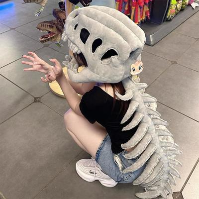 Exoskeleton Design Dinosaur Skeleton Mask Wearable Plush Dinosaur Costume  Role Play Activity