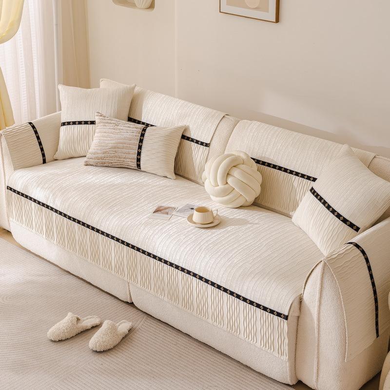 

French Straight Sofa Cushion, Universal In All Seasons, Cream Wind Sofa Seat Cushion, Fixed Non-Slip Light Luxury, High-End Sofa Cushion 70*70cm