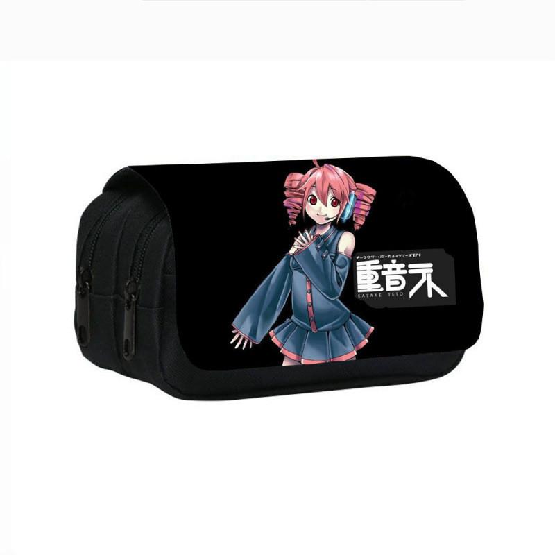 Kasane Teto Double Layer Pencil Case With Nylon Material For Students And Office Use