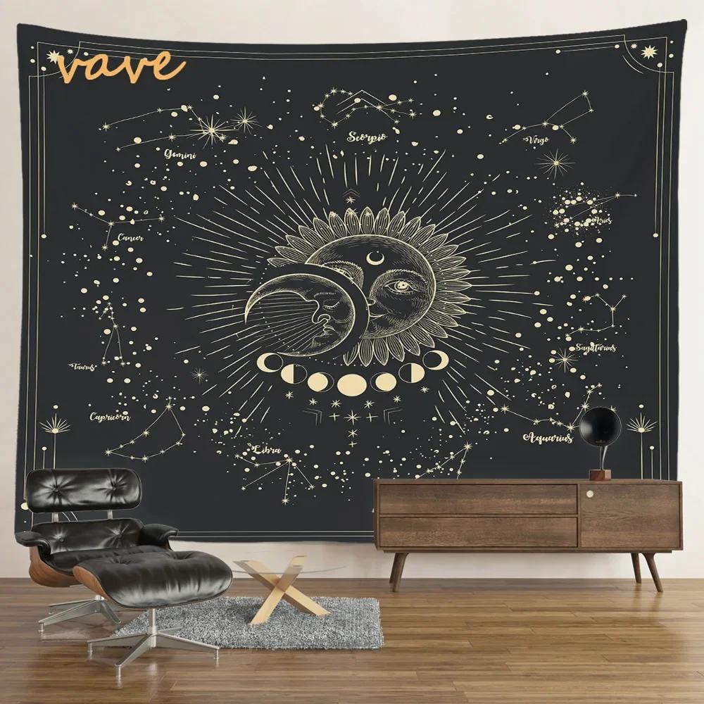 VIKAMA Mysterious Tarot Tapestry Sun Moon Mandala Wall Hanging for Meditation Witchcraft Altar Bohemian Home Decoration