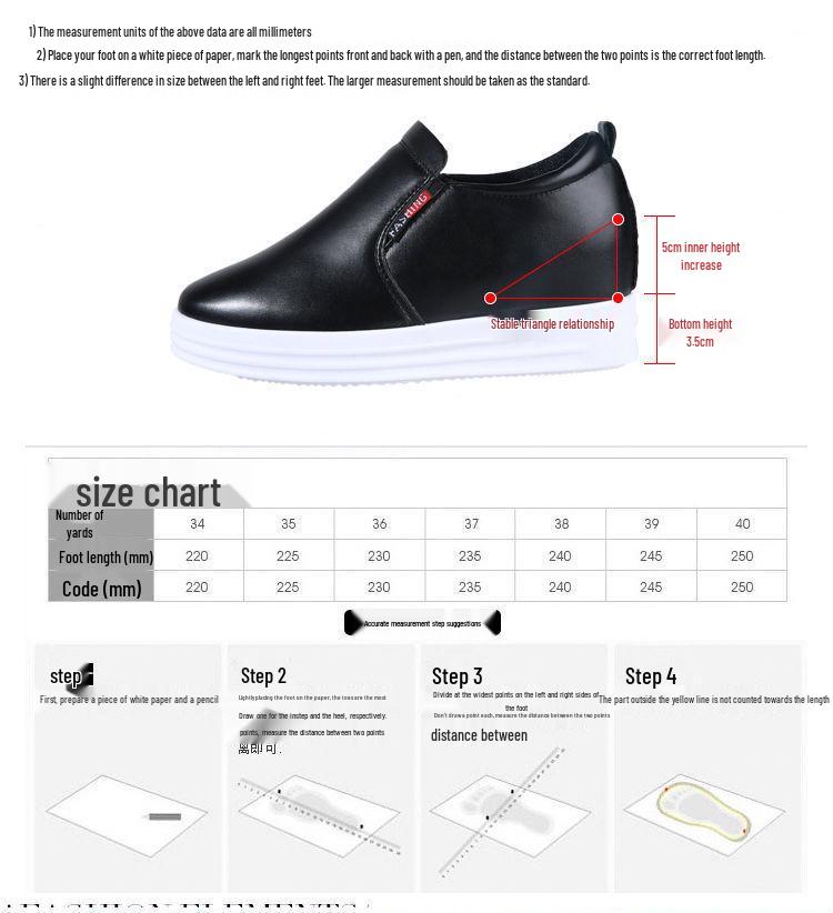 Adidași slip-on din piele moale naturală, cu platformă înaltă - Pantofi casual respirabili pentru femei, stil coreean pentru primăvară și toamnă